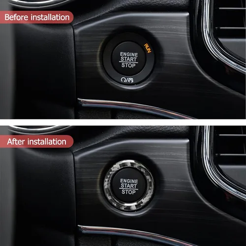 Vista 3 de SUNJIKA Compatible con cubierta de botón de arranque de motor interior de fibra de carbono para Jeep Grand Cherokee 2014, 2015, 2016, 2017, 2018