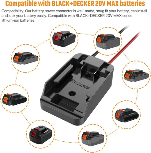 Vista 3 de Adaptador de rueda eléctrica con fusible e interruptor, adaptador de batería seguro para batería de litio de 20 V MAX, con cable de calibre 12, buen