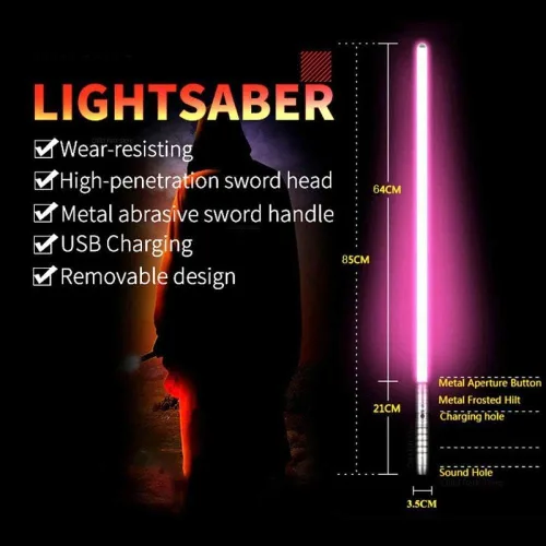 Vista 7 de ZXQBM Sable de luz de Star Wars, 11 colores con 2 sonidos fuertes Luke Light Saber Jedi Sith Force Fx duelo pesado para niños adultos Navidad fiesta
