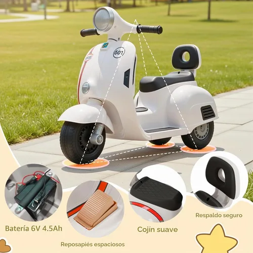 Vista 2 de TLSUNNY - Mini motocicleta eléctrica para niños, accionada por potencia, 3 ruedas