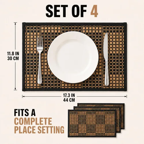 Vista 8 de Juego de 4 manteles individuales de bambú, resistentes al calor, para mesa de comedor, manteles individuales de bambú duraderos, resistentes a