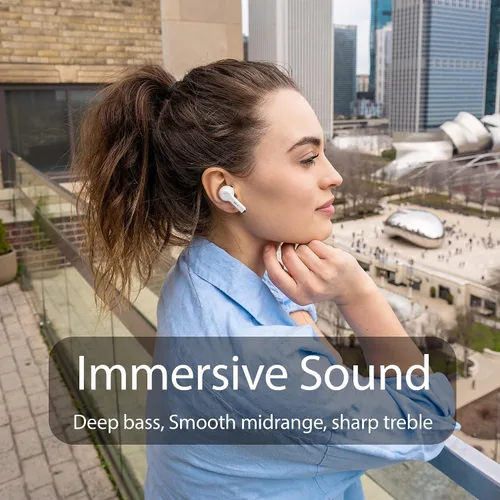 Vista 5 de Auriculares inalámbricos con cancelación activa de ruido, auriculares intrauditivos Bluetooth 5.2, auriculares integrados de 4 mics, control táctil