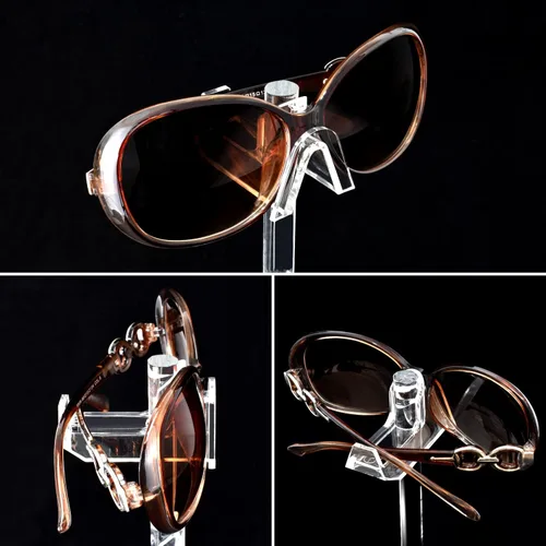 Vista 3 de MOOCA Juego de 2 piezas de soporte acrílico de alta calidad para gafas, soporte para gafas de sol, soporte para lentes de sol, soporte de marco