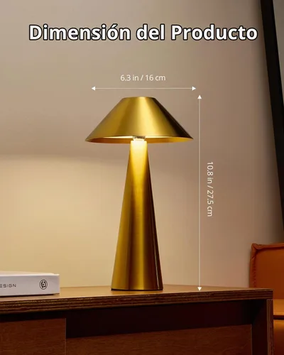 Vista 5 de Bojim Lámpara de mesa inalámbrica recargable, luces LED de mesa inalámbricas, funciona con pilas, táctil para 3 colores regulables, impermeable IP54