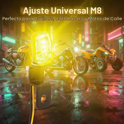 Vista 9 de ANKIA - 2 luces intermitentes universales para motocicleta, 12 V, mini LED Negro 01