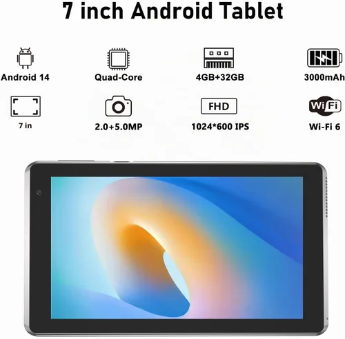 Vista 2 de YQSAVIOR Tabletas, Android 15 Tablet 7 pulgadas, 8GB RAM 32GB ROM Tablet PC Quad-Core Procesador de Computadora Tablet para Niños, Pantalla IPS