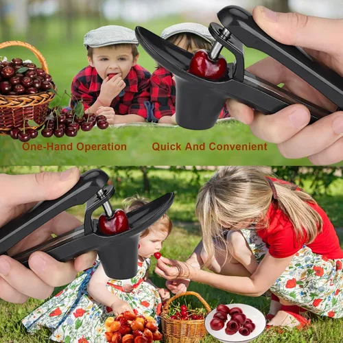 Vista 8 de Herramienta para picar cerezas, herramienta de picadura de acero inoxidable resistente, herramienta portátil de semillas de cerezas con diseño