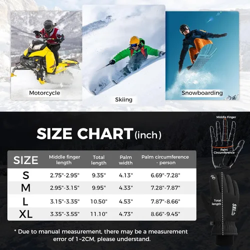 Vista 6 de ZENUTA Waterproof Winter Gloves Men, Windproof Snow Ski Gloves, Breathable Warm Thermal Gloves for Women, 5-Finger Touchscreen Gloves for Driving