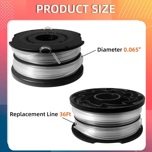 Vista 2 de DF-065 90517175 - Línea de repuesto para recortadora de hilo compatible con Black Decker GH710 GH700 GH750 DF-065-BKP, línea de recambios