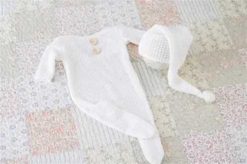 Vista 4 de Coberllus Traje de fotografía para recién nacido, sombrero y body para sesión de fotos de bebé, niño y niña