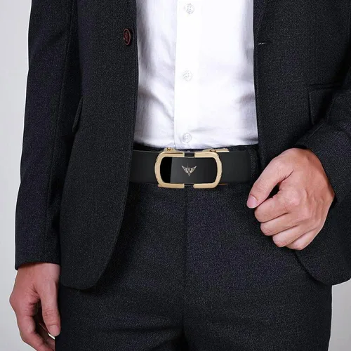 Vista 7 de VANNANBA Cinturón de cuero para hombre con trinquete para hombre, hebilla automática con caja de regalo