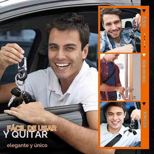Vista 5 de Men's Car Key Chain, Personalized Creative Stainless Steel Car Keychain for Men, Anti-Loss Heavy Duty Metal Key Ring 3 PZAS