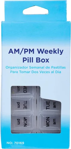 Vista 4 de Apex Organizador semanal de píldoras dos veces al día, organizador semanal de píldoras, 2 veces al día, tapas transparentes fáciles de abrir