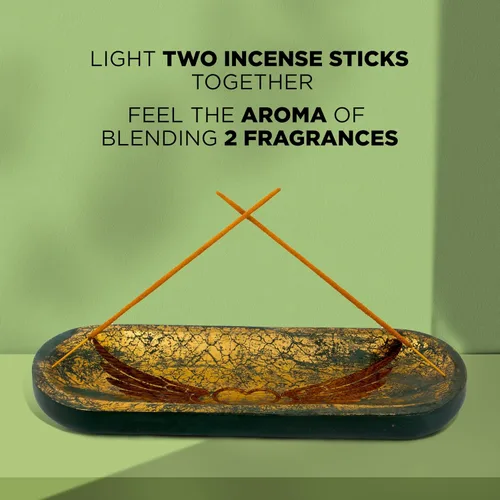 Vista 3 de raajsee Soporte para quemador de incienso tallado a mano, atrapa cenizas, soporte para varillas de incienso, meditación y yoga, gran regalo