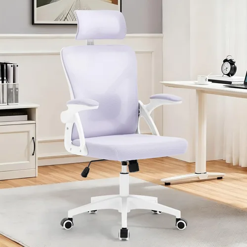 Vista 9 de Silla de Oficina, Silla de Escritorio Ergonómica con Soporte Lumbar Ajustable, Silla de Oficina Gris de 400 Libras Silla de Computadora de Malla