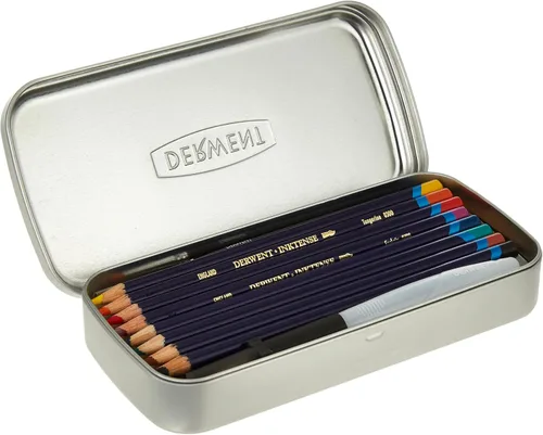 Vista 2 de Derwent Inktense Wash Set, juego incluye 8 lápices Inktense, 1 pulverizador, 1 pincel de agua, 1 pincel de pintura, núcleo redondo premium de 4mm