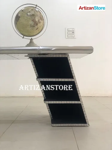 Vista 3 de ARTIZANSTORE Escritorio ejecutivo de aviador grande - Estantería de cajón - Ala de avión 78