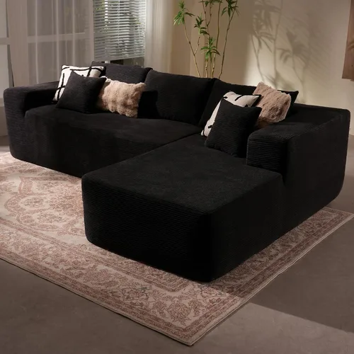 Vista 51 de Sofá modular Cloud de 96 pulgadas con tumbona, asiento profundo en forma de L, moderno sofá cama sin hueso, no requiere montaje, sofás sin hueso