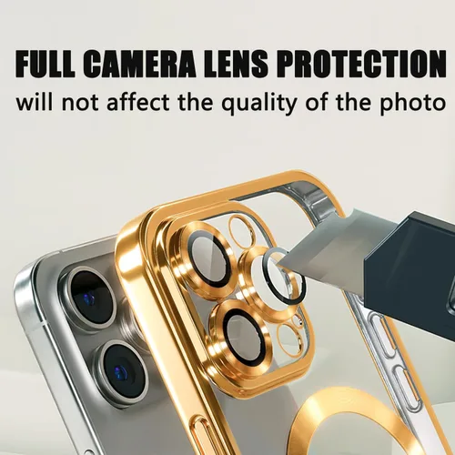 Vista 6 de Misscase Funda MagSafe compatible con iPhone 12 Pro Max con protector de lente de cámara, protección completa, funda magnética transparente