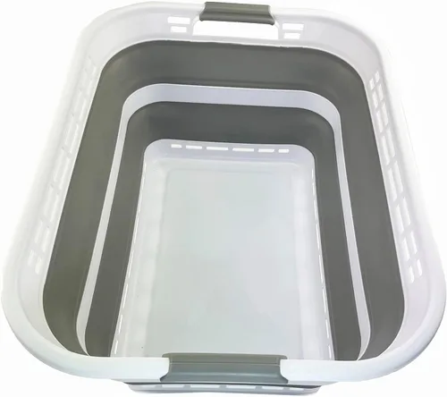 Vista 15 de SAMMART - Canasta plegable de plástico para la ropa sucia de 42L (11 galones) – Contenedor/organizador de almacenamiento plegable – Tina portátil