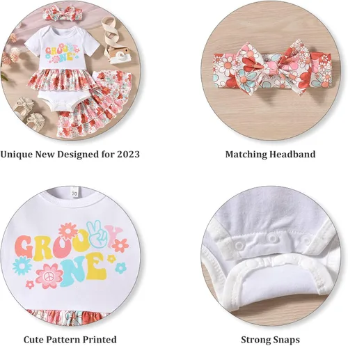 Vista 2 de fioukiay Conjuntos de ropa para bebés recién nacidos, conjuntos de falda infantil