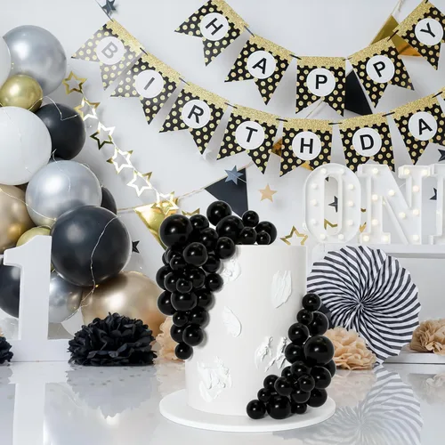 Vista 3 de 75 Piezas Decoraciones Topper de Bolas Negras para Pastel de Espuma Topper para Cupcakes Mini Globo Topper de Bolas para Pastel Picks para Negro