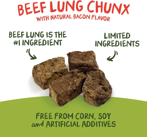 Vista 4 de Pet 'n Shape Beef Lung Chunx - Golosinas para perros, hechas y obtenidas en los Estados Unidos, 16 onzas