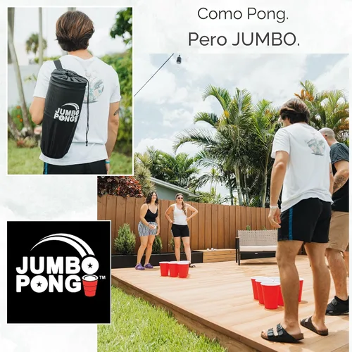 Vista 4 de Jumbo Pong - Juego de pong de patio gigante para exteriores, juegos de patio, césped, playa, camping, portón trasero o patio trasero - Copas