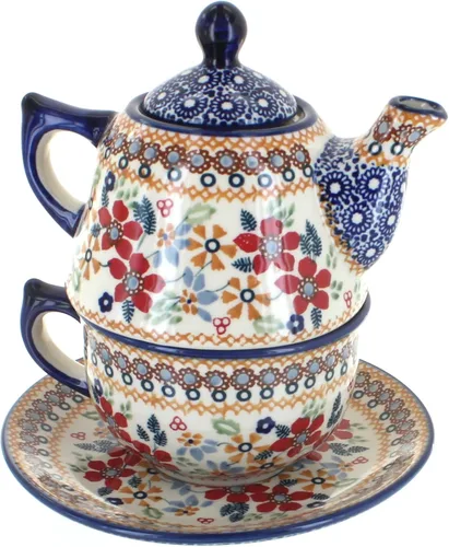 Vista 7 de Blue Rose Polish Pottery Blue Butterfly Tea para uno
