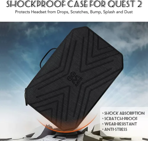 Vista 5 de GOYERRNES Funda de transporte para auriculares de realidad virtual para OculusMeta Quest 2, funda portátil de viaje duro versión Elite compatible