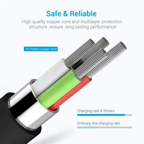 Vista 4 de Cable Lightning certificado – Cargador Nikolable para iPhone, paquete de 3 unidades de 6 pies de iluminación a USB A, cable de carga compatible