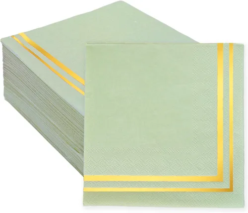 Vista 9 de Whaline 100 servilletas de cóctel doradas y negras, servilletas de papel de papel de aluminio dorado grueso desechable para postre para cumpleaños
