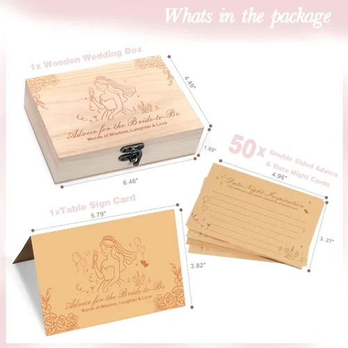 Vista 2 de Consejos y deseos para la futura novia, tarjetas de consejos de boda para decoraciones de despedida de soltera, juegos de despedida de soltera, caja