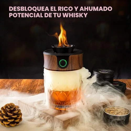 Vista 2 de Kit de ahumador de whisky eléctrico con antorcha, los mejores regalos de whisky para hombres, 6 astillas de madera – Infundir ricos sabores ahumados