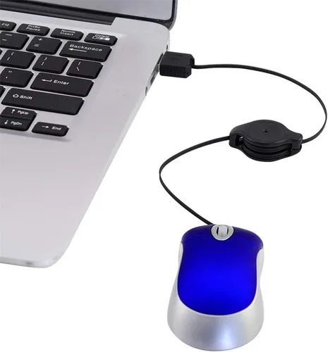Vista 2 de Mini mouse USB con cable, cable retráctil pequeño para niños de 3 a 8 años, ratones de viaje ópticos compactos de 1600 DPI con cable USB de 2.3 pies