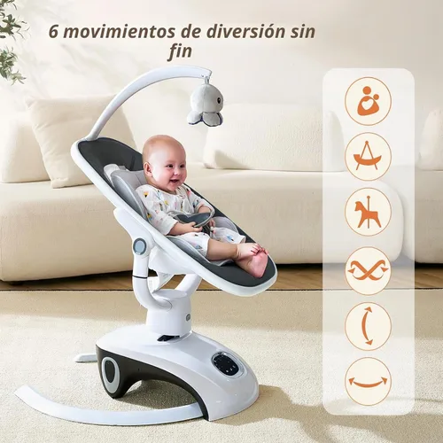 Vista 2 de VaVaSoo - Columpio eléctrico para bebés Mamroo 6 Motion Automatic Newborn para niña y niño regalo con control remoto, 5 velocidades, 13 melodías