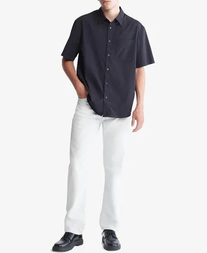 Vista 4 de Calvin Klein Camisa fácil de manga corta con botones y bolsillo sólido para hombre