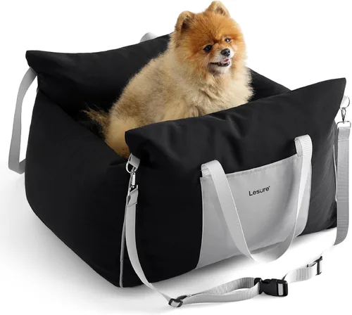 Vista 9 de Lesure Asiento de Coche Elevador para Perros Pequeños - Asiento de Coche Impermeable para Perros con Bolsillos de Almacenamiento, Correa