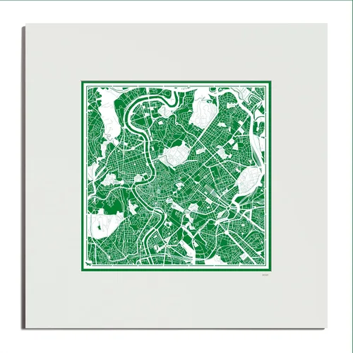 Vista 87 de O3 Design Studio Mapa de corte de papel de París, color negro mate, 20 x 20 pulgadas, arte en papel