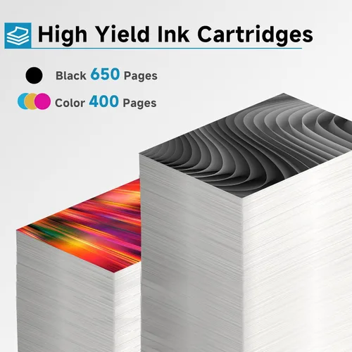 Vista 3 de Skyink 65XL Cartucho de tinta de reemplazo para HP Ink 65 XL (Paquete combo negro y color) para impresoras HP65 5055 5000 5052 5010 5070 5014 3755