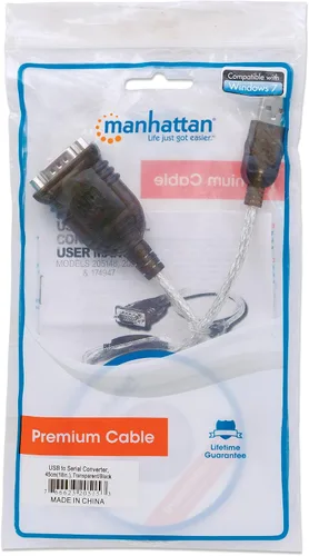 Vista 6 de Manhattan Convertidor adaptador serie USB a RS232 – Cable largo de 18 pulgadas, 24 AWG, conecta el dispositivo serie a un puerto USB, chipset FTDI