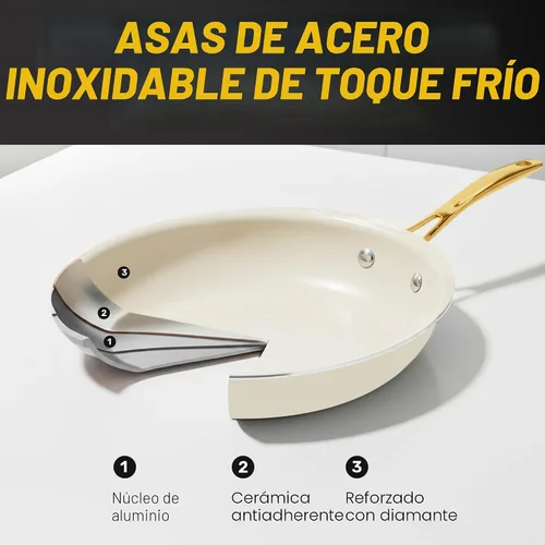 Vista 6 de GOTHAM STEEL - Juego de utensilios de cocina de cerámica antiadherentes, juego de ollas y sartenes con utensilios de cocina y vaporizador, no Gris
