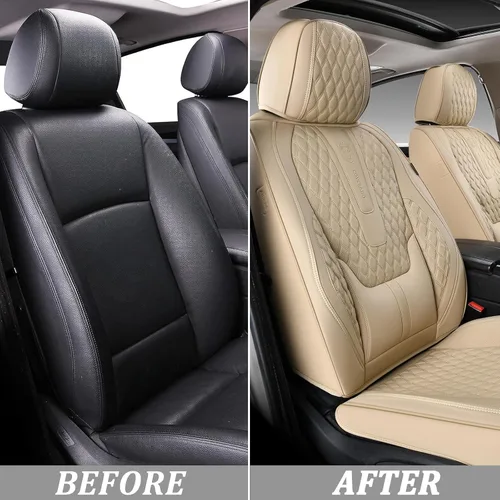 Vista 5 de Coverado Fundas de asiento delantero, fundas de asiento delantero de automóvil, fundas de asiento de piel de napa para automóviles, fundas