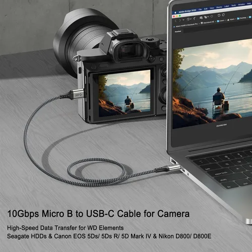 Vista 4 de Cable externo de disco duro USB C de 10 Gbps, cable corto micro B a USB C, cable de disco duro USBC USBC para WD Toshiba Westgate Seagate, SSD