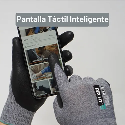 Vista 3 de DEX FIT Guantes de trabajo prémium FN331, agarre fino de nitrilo, gris, S
