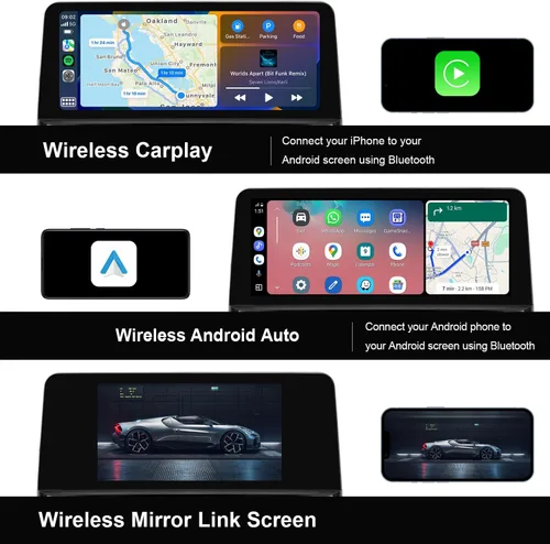 Vista 3 de PEMP F30 Pantalla Android 1920x720 HD, Qualcomm 8 núcleos 4+64GB CarPlay Android Auto Utilice el Bluetooth OEM para obtener el sonido, para BMW F30
