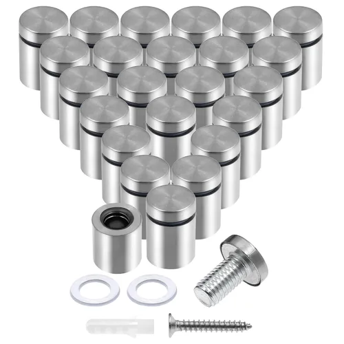 Vista 60 de Luomorgo 12 piezas tornillos separadores de acero inoxidable de 1" x 1", herrajes de montaje para letreros de pared, separadores de vidrio
