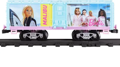 Vista 13 de Lionel Mattel Barbie - Juego de tren de juguete con control remoto, locomotora, vagones de tren y pista con sonidos auténticos de tren, luces