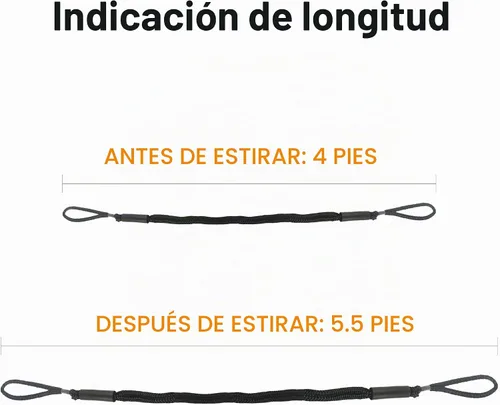Vista 3 de Cuerda de amarre para lancha de 3.5 pies, paquete de 2 amarres para embarcaciones para acoplamiento de cables elásticos negros, accesorios