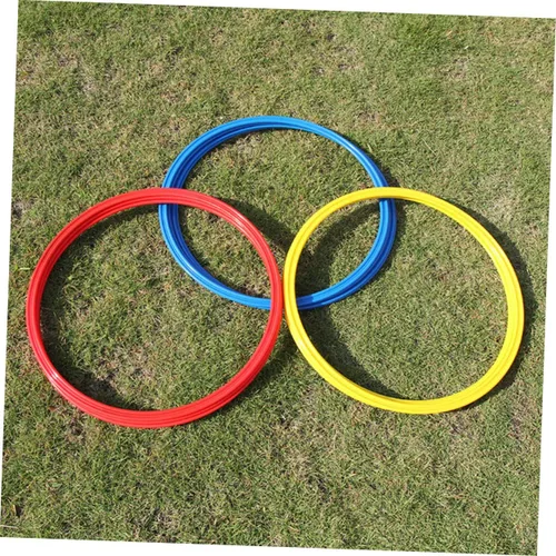Vista 3 de BESPORTBLE Juego de pies 9 anillos de agilidad de fútbol en círculos de entrenamiento amarillo, rojo y azul